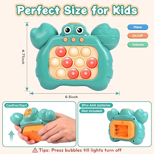 Miniatura 5 de Juego de burbujas de empuje rápido para niños y adultos, juguetes de empuje rápido con sonido y luz, juguete sensorial para niños de 8 a 12 años,