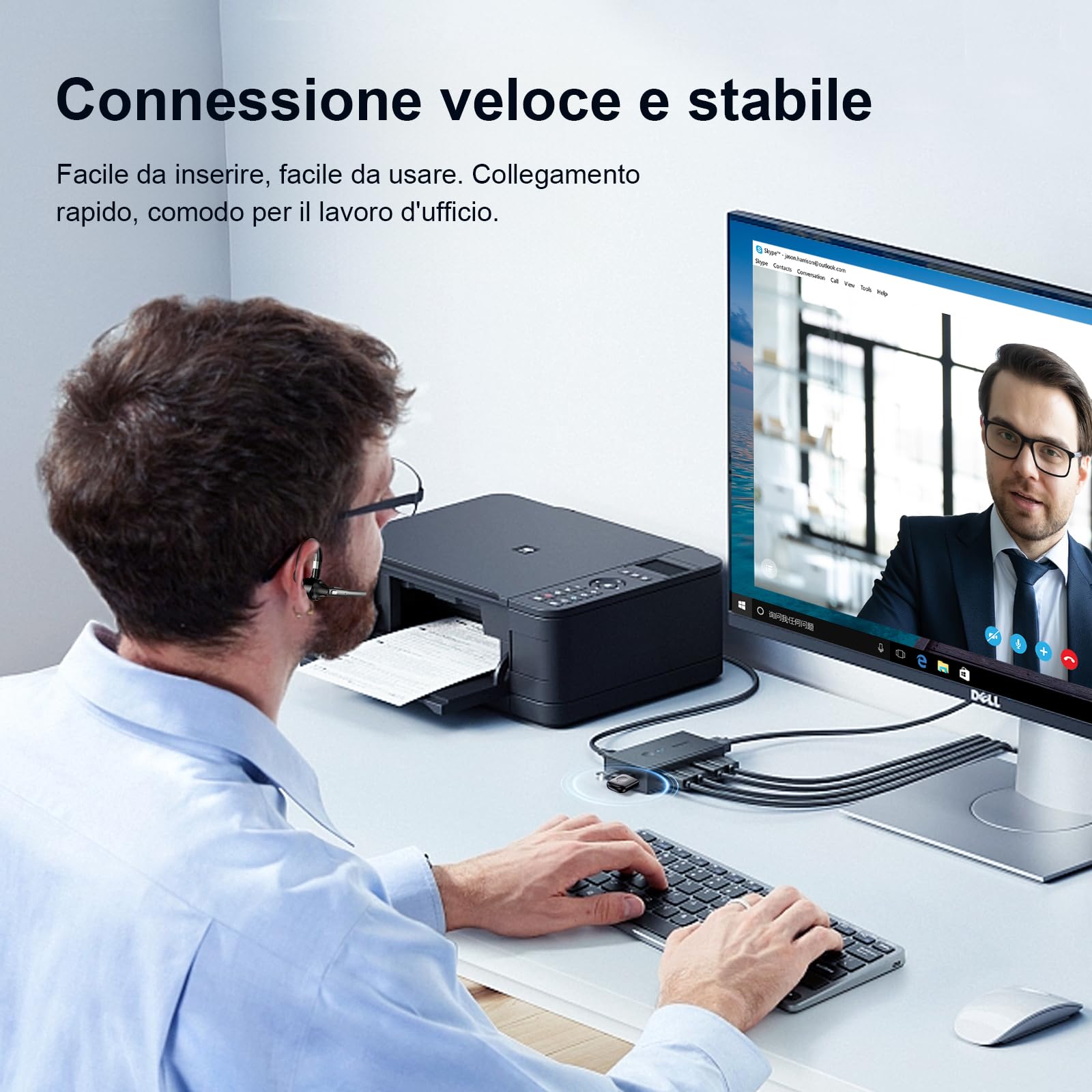 Auricolare Bluetooth 6.1 AI Singolo con CVC8.0 Microfono e USB, In Ear Cuffie Senza Filo Connessione a due Dispositivi, Custodia di Ricarica LED, 180 ore di Standby Cuffie per Guida/Lavoro/Ufficio