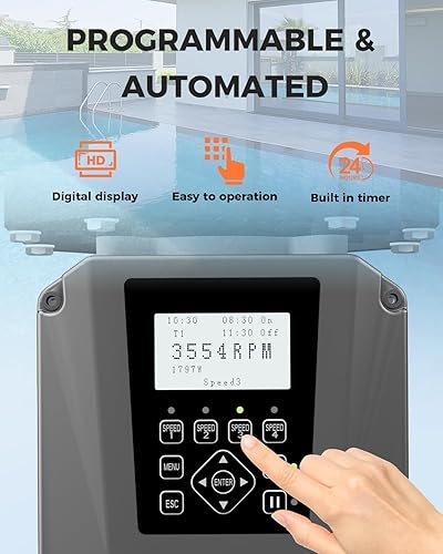 Miniatura 7 de Bomba de piscina de velocidad variable, bomba de piscina de 3 HP en sobre el suelo, 220V-240V, alto flujo 11359GPH bombas de piscina autocebantes de