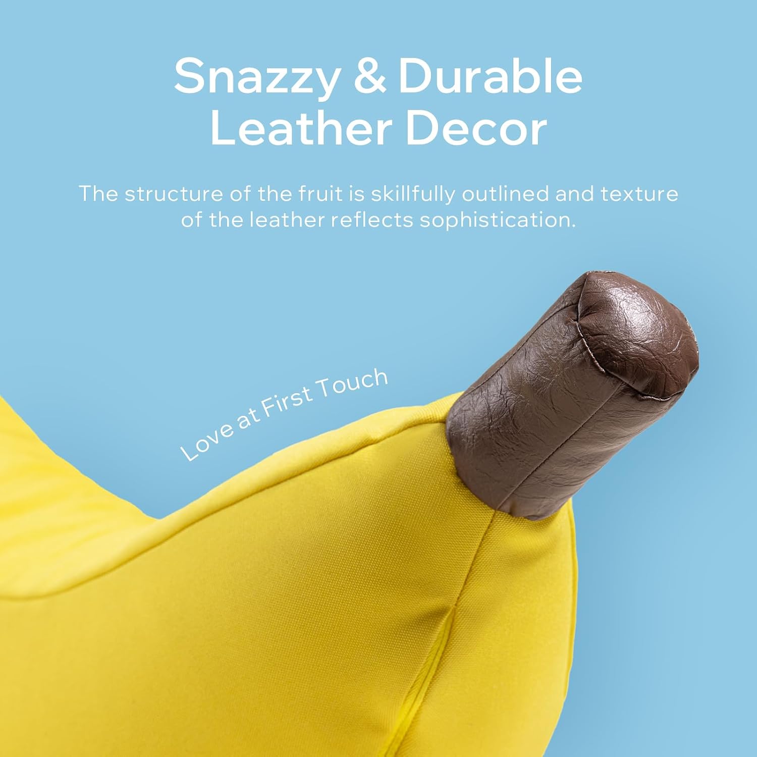 Phantoscope Fruit Outdoor Shaped Pillow Series Banana Shaped Waterproof Outdoor Throw Pillow with Leather Decorative, Cushions for Fun Home Decor for Patio, Pool, Yellow, 20.5 x 6.5 inches
