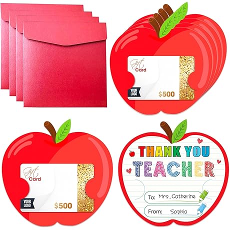 4 Pack Teacher Appreciation Gift Cards Holder Teacher Gift Card Holder Teacher...
