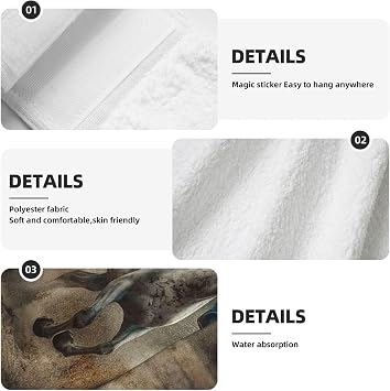 Hanging Hand Towel Soft Absorbent Bath Towel Kitchen Dish Towels with Hanging Loop Fast Drying Tie Towels for Bathroom Kitchen Home Decor Horse Running in Field