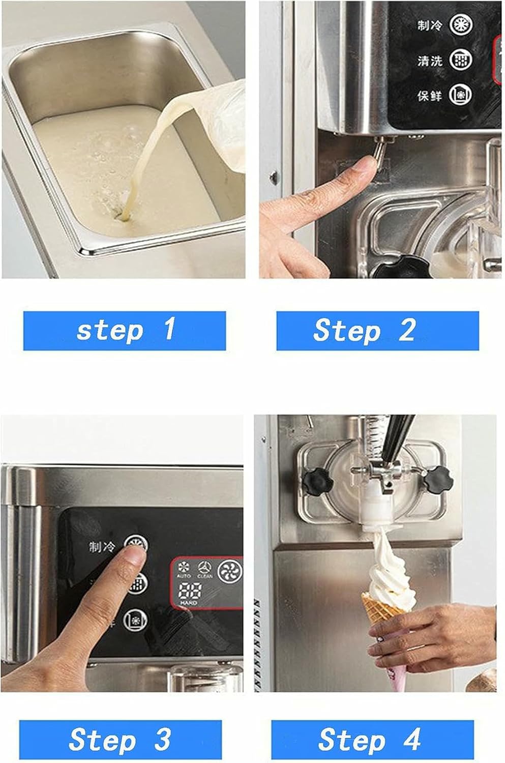 16L/H Commercial Hard Ice Cream Machine, 1200W Ice Cream Maker Professional, One-Click Rapid Freezing & Auto Clean, Ce/Fcc/CCC/Pse