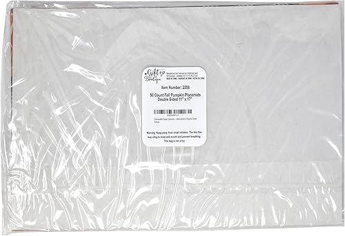 Miniatura 7 de Paquete de 50 manteles individuales desechables de cosecha de papel, con diseño de calabazas naranjas y calabazas para Halloween y Acción de