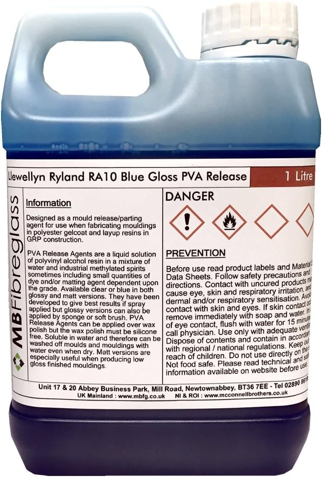 Polycraft LR RA10 PVA Blue Gloss Release Agent - 1 Litre (1000ml)