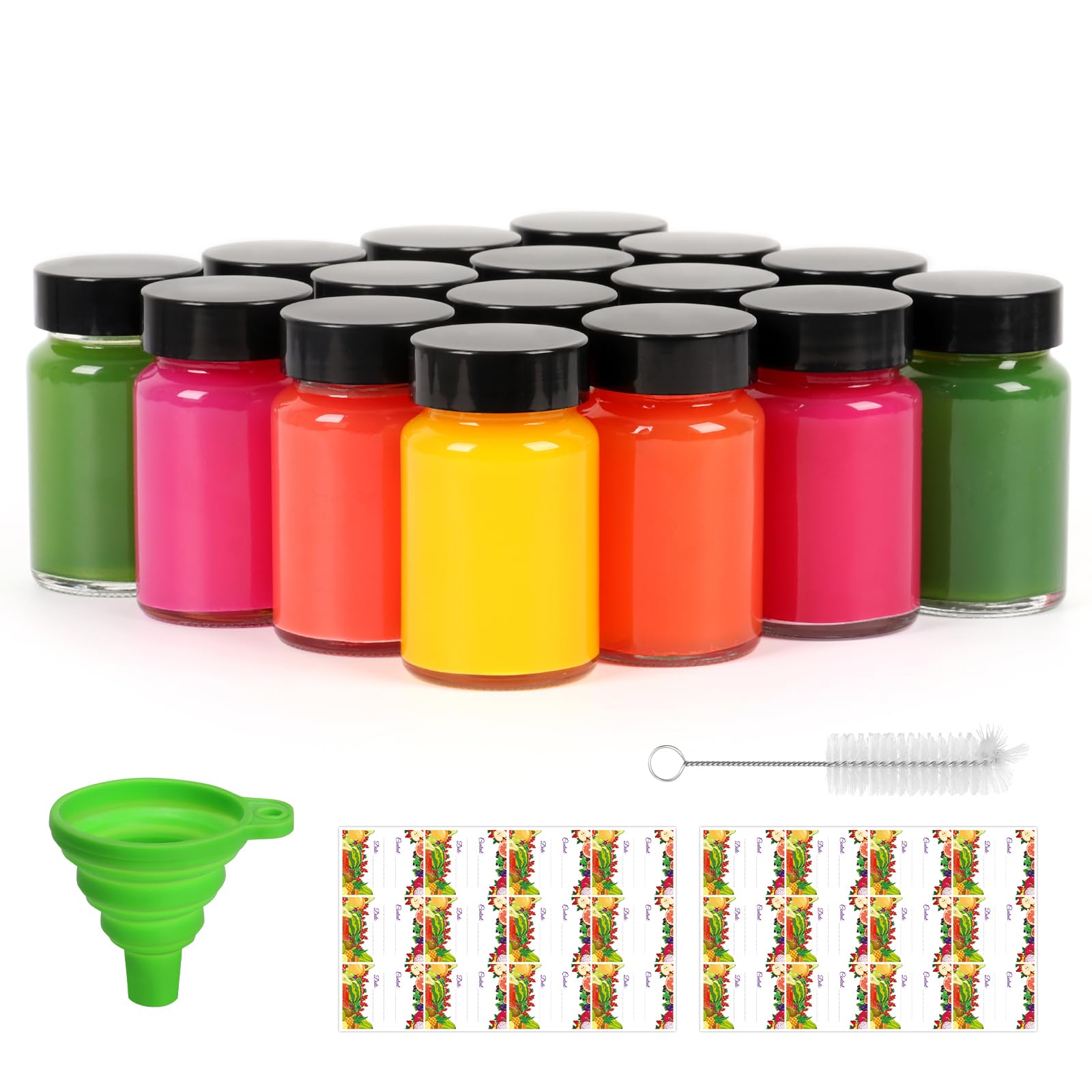 Bouteilles à shot en verre de 60 ml par lot de 16 avec bouchons hermétiques pour liquides