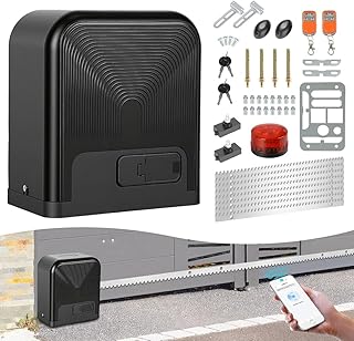 Smart WiFi Schiebetorantrieb Elektrischer 800KG 370W mit 2 Fernbedienungen, 4m Zahnstange, 4 Entriegelungsschlüssel, Alarmleuchte und Automatische Schließfunktion für Fabrik