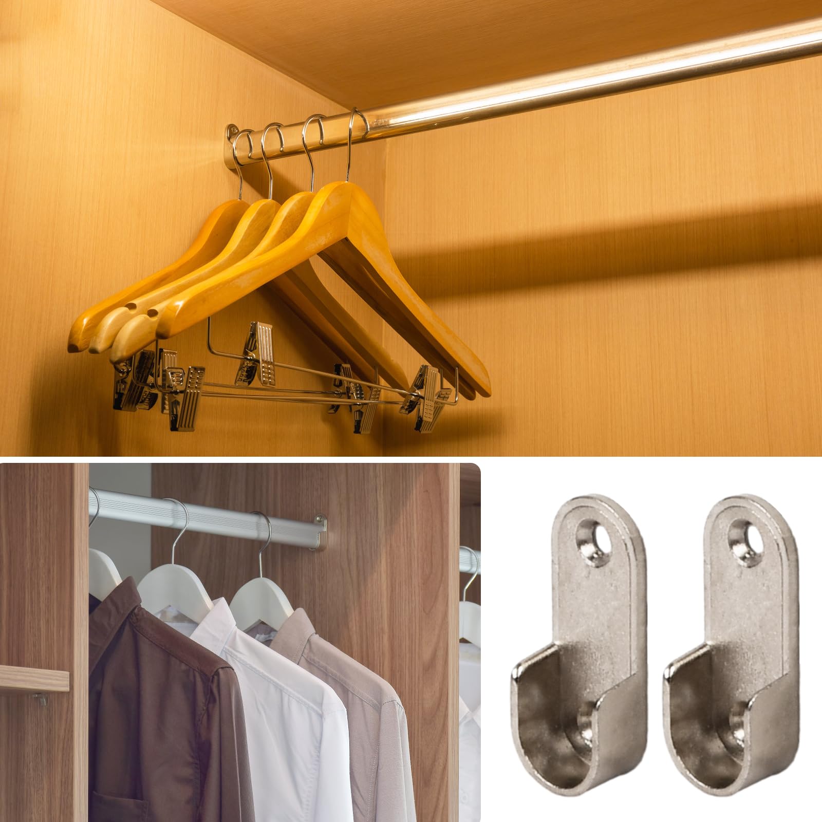 Supporti Per Asta Guardaroba In Lega Di Zinco - Set Da 4 Con Viti - Per Armadi E Tendaggi - Foto 10