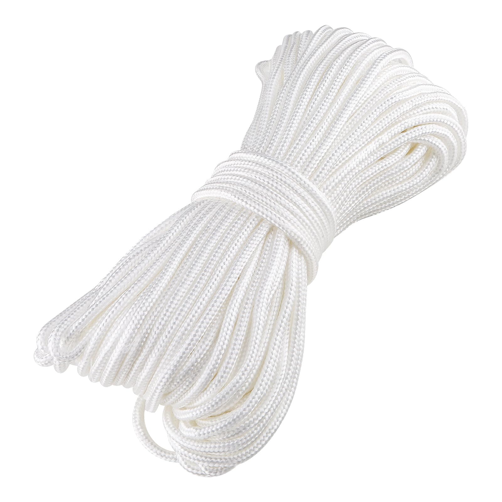 30m x 4mm White Nylon Braided Picture Hanging Cord, Heavy Duty String for Frames Mirrors Paintings, Multi-Function Rope for Blinds Umbrellas Camping DIY