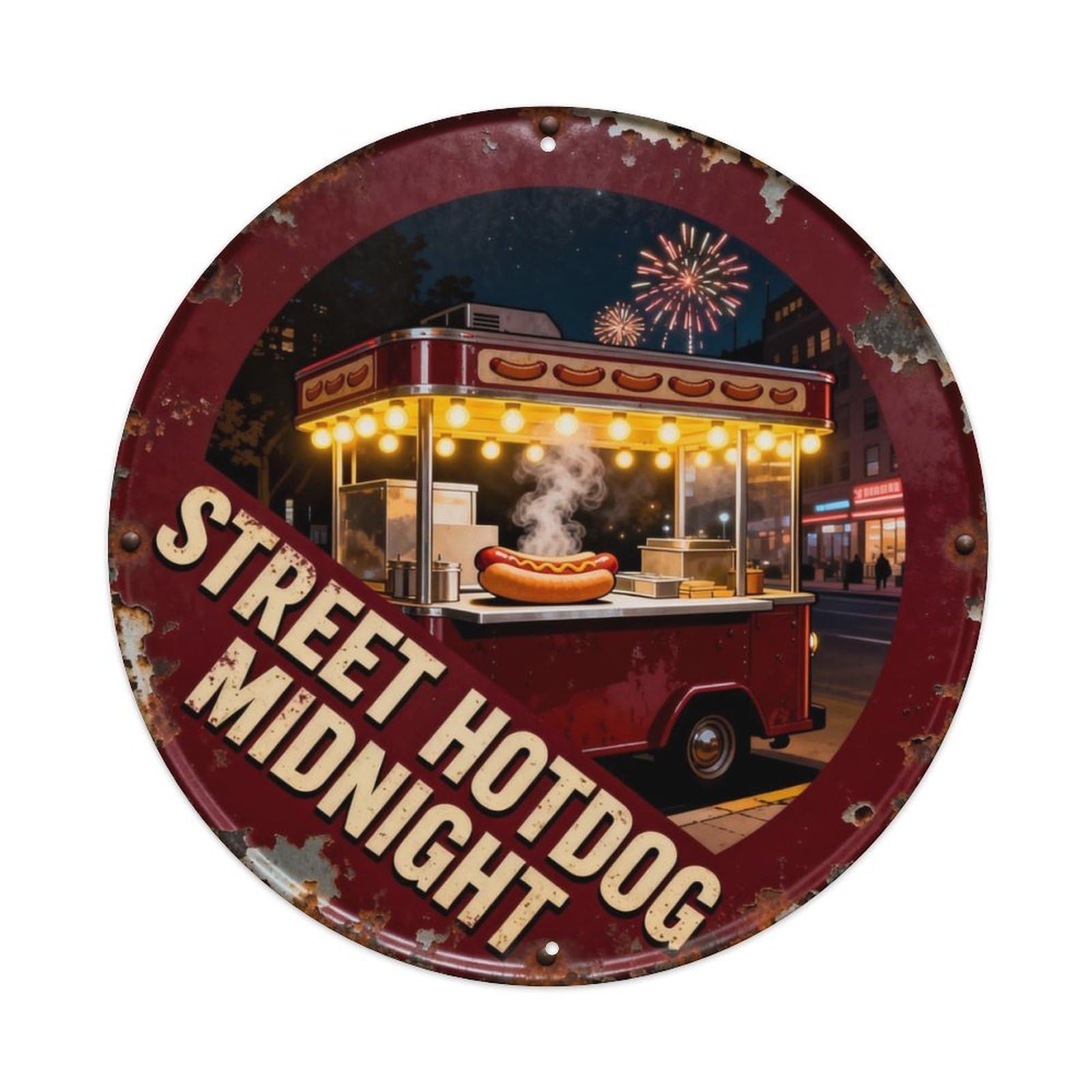 Street Hotdog Midnight Metal Tin Sign Plaque