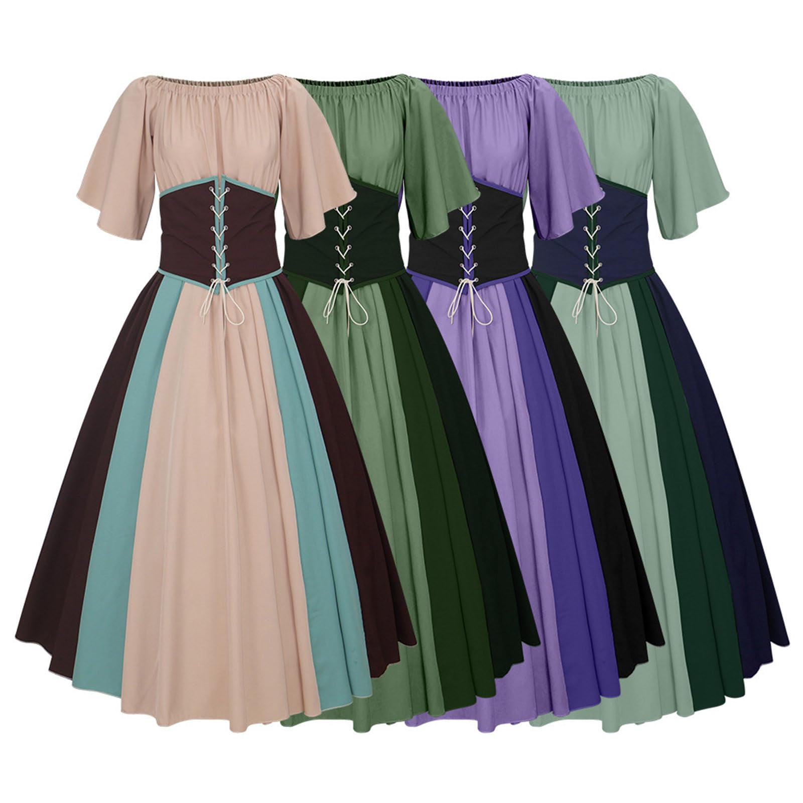 Abito medievale da donna, taglie forti, stile Rockabilly, abito tradizionale in stile vittoriano, costume rinascimentale, vintage, per Halloween
