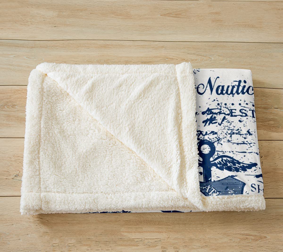 Homemissing Coperta in pile per bambini, con stampa timone e sherpa, per camera da letto, decorazione nautica a tema peluche coperta mare avventura blu sfocato coperta regina 200 x 200 cm