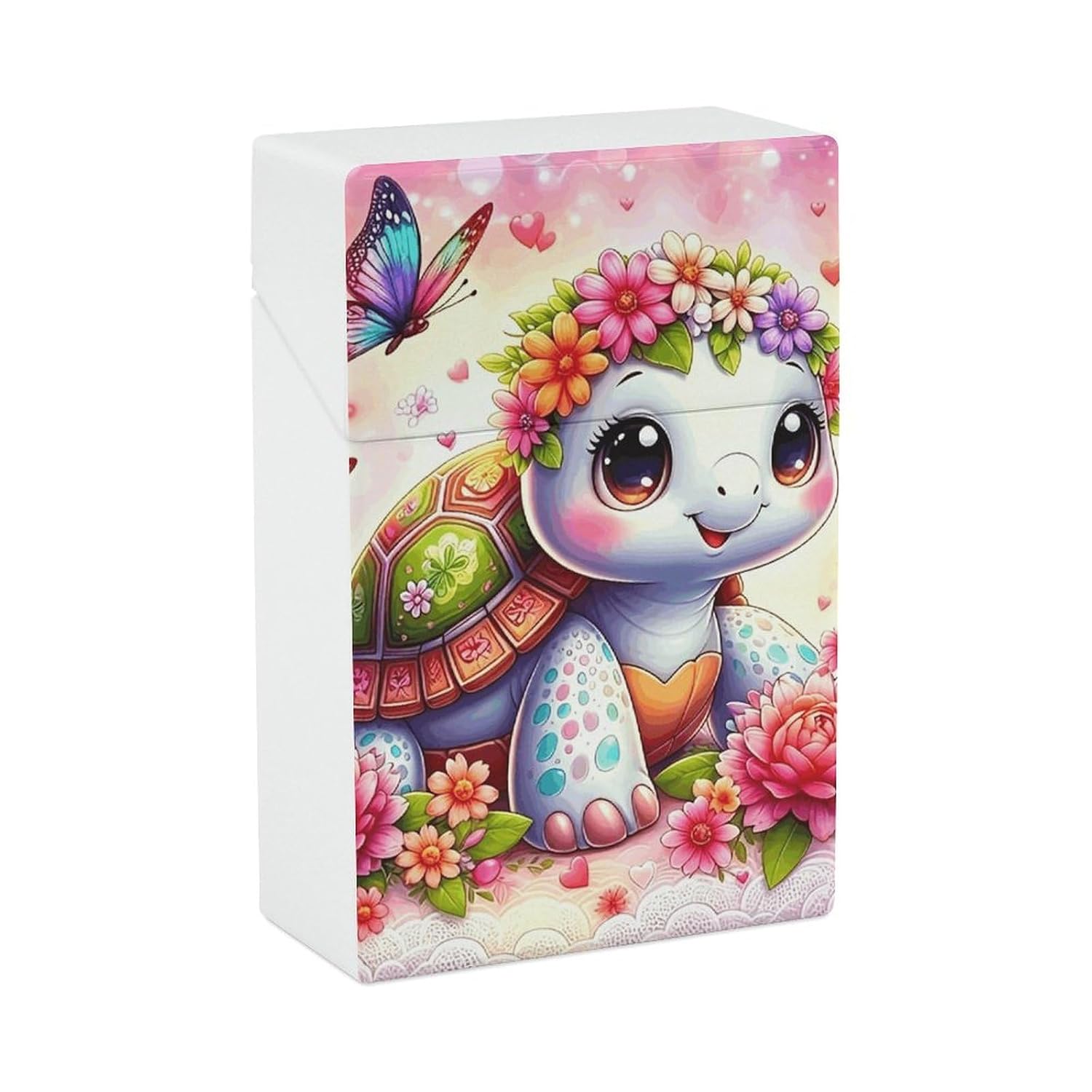 Cute Flower Turtle Plastic Cigarette Case King Size for Men Women