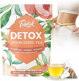 Detox Tee zum Abnehmen & Bauchfett Verbrennen – 28 Tage Stoffwechselkur mit Brennnesselblatt, Maulbeerblatt, Grüntee, Löwenzahn & Lotusblatt – Natürlicher Fettverbrenner, vegan, gegen Blähbauch
