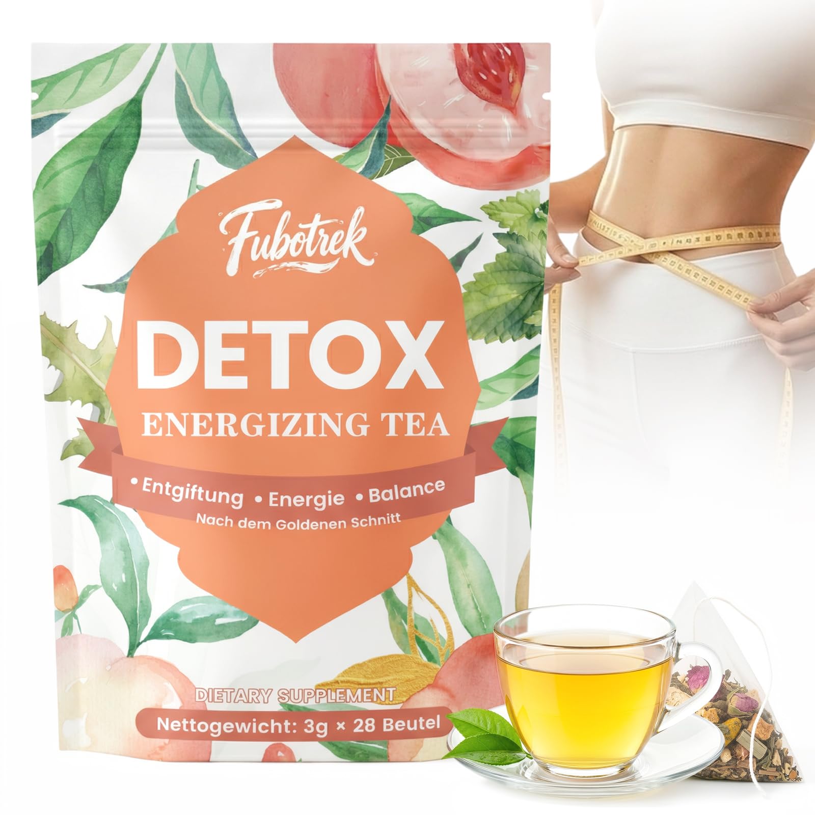 Detox Tee zum Abnehmen & Bauchfett Verbrennen – 28 Tage Stoffwechselkur mit Brennnesselblatt, Maulbeerblatt, Grüntee, Löwenzahn & Lotusblatt – Natürlicher Fettverbrenner, vegan, gegen Blähbauch