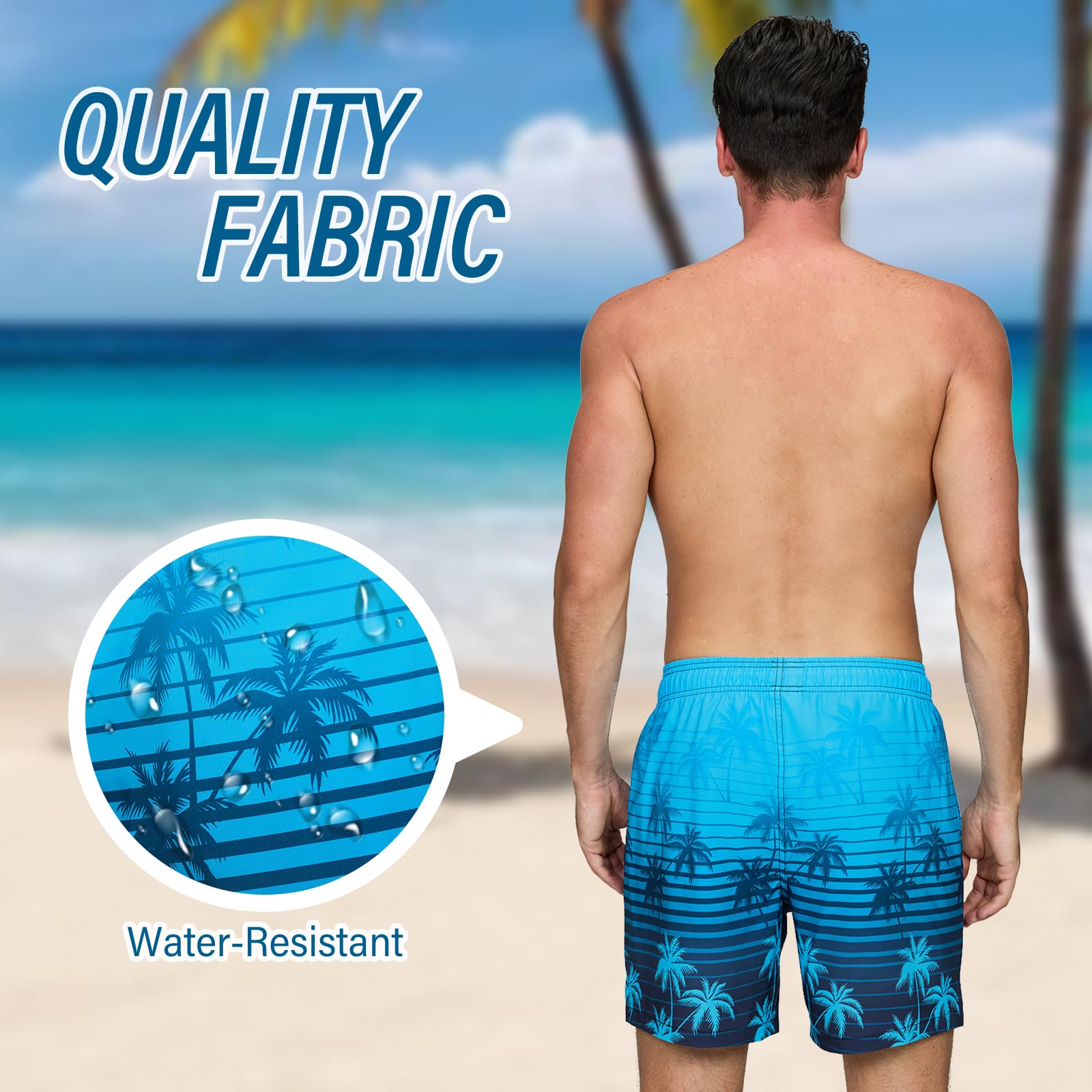 Vorvowry Costume Uomo Mare Calzoncini Asciugatura Rapida Costumi da Bagno Impermeabile Boxer con Tasca Estivi Pantaloncini Uomo Colore Sfumatore per Nuoto Corsa Fitness