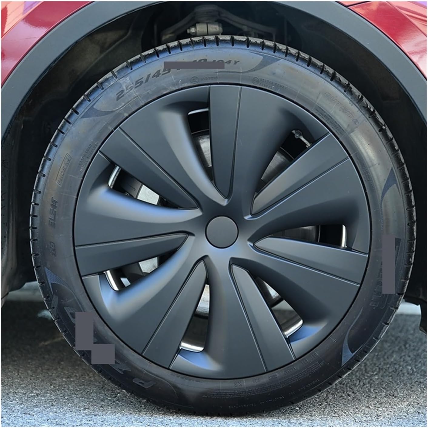 Car Wheel hub Cover 4PCS Cap Replacement Wheel Cap Fit for Tesla Model Y 19 Inch Hubcap 2018-2023 Automobile Full Rim Cover Accessories Dynamic(L-R Matte Black)