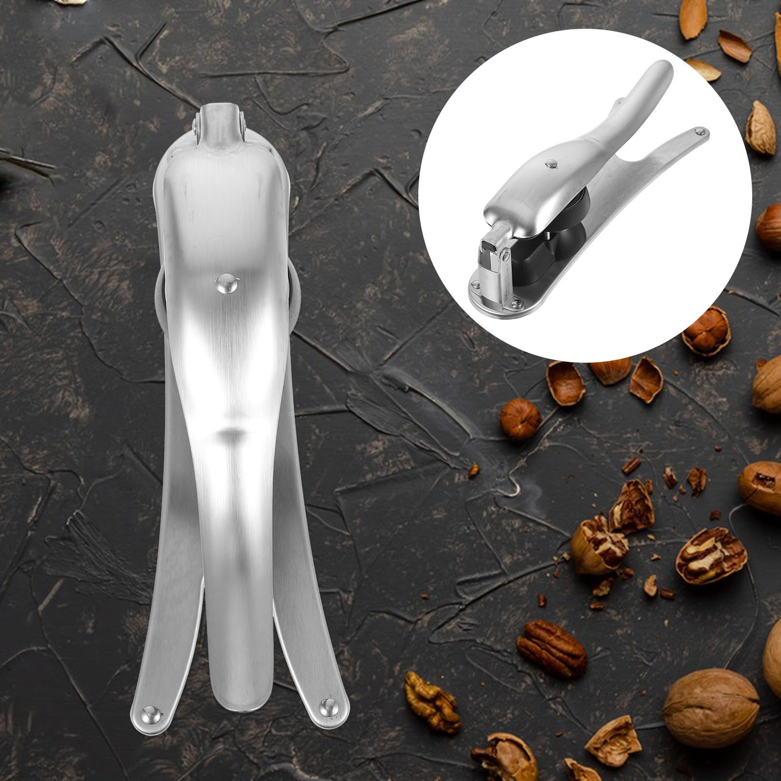 TOYANDONA Strumento per Aprire Le Castagne in Acciaio Inox 304, Morsetto di Castagno Multifunzione Rimbalzo Automatico, Sgusciatore Leggero e Compatto per Noci, Nocciole e Frutta Secca,