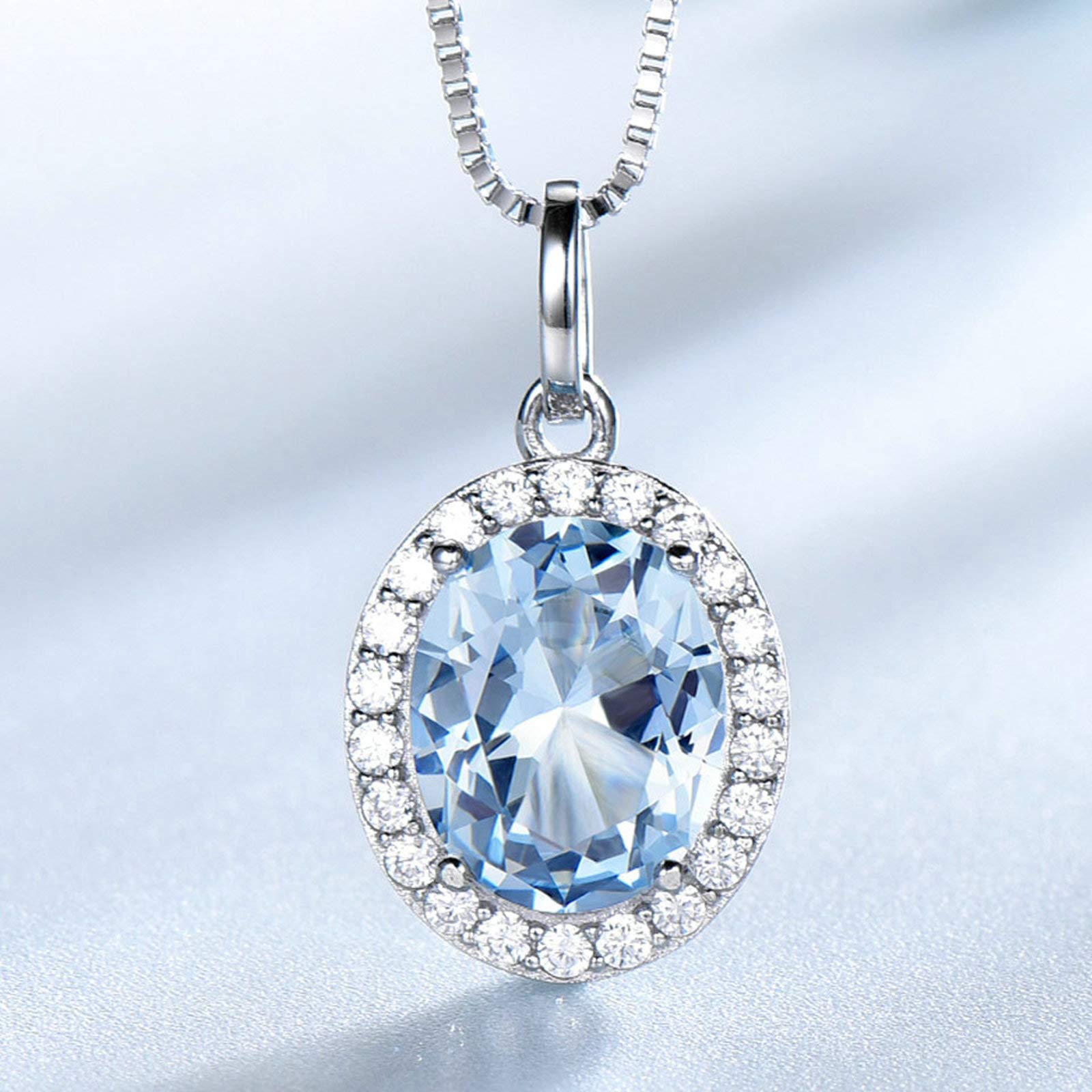 Anello Donna, Catena Donne Argento Ovel Elegante in Argento 925 Set Orecchino Collana E Anello per Donna Donna Zirconia Cubica Blu