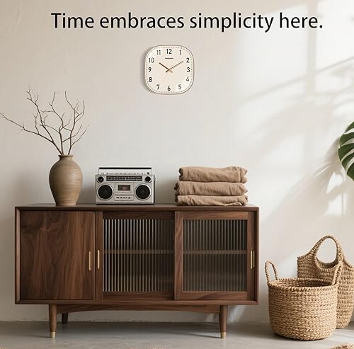 Miniatura 2 de Reloj de pared pequeño, 8 pulgadas, silencioso sin tictac, funciona con pilas, relojes de pared cuadrados analógicos decorativos para dormitorio,