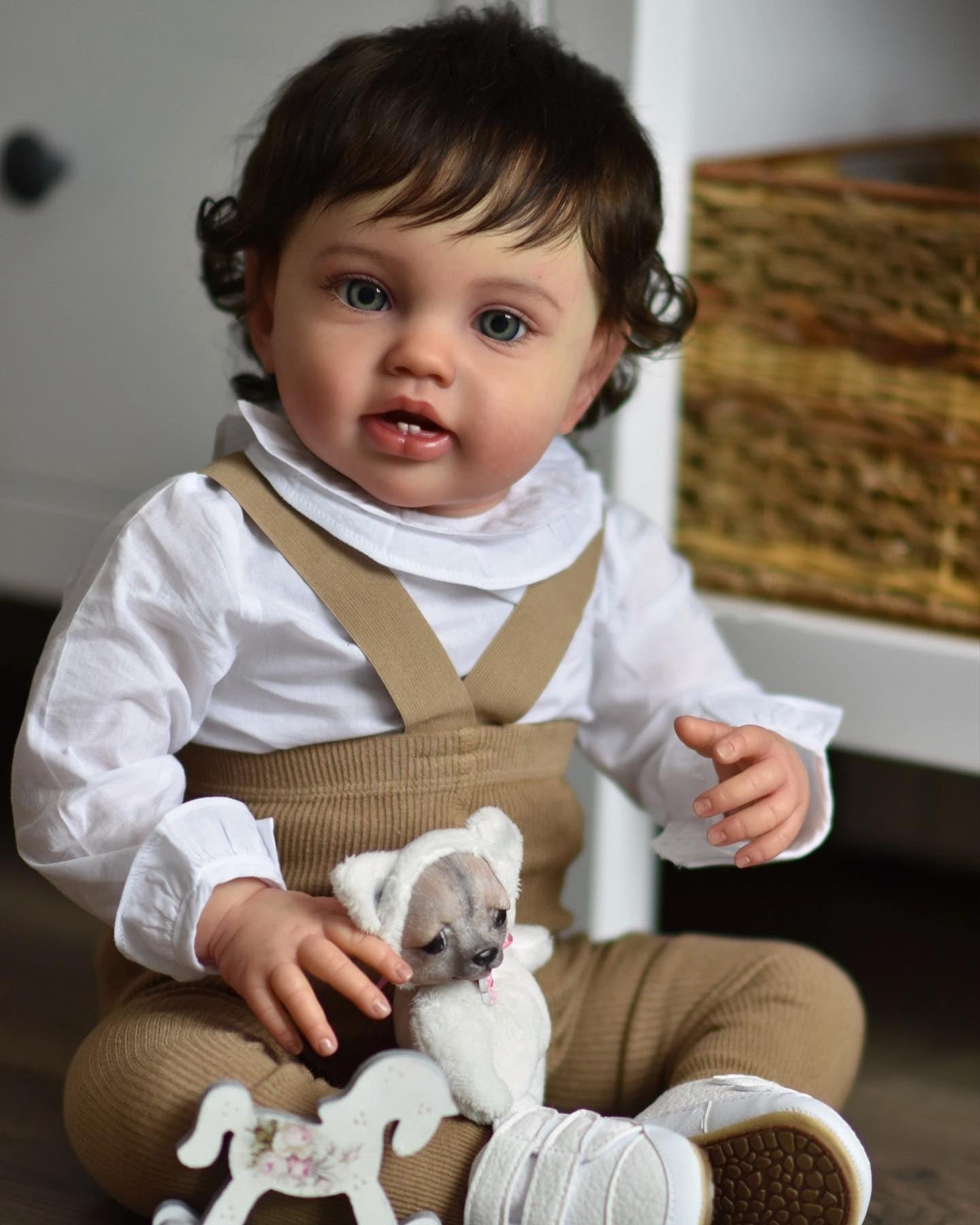 Anano Reborn Toddler Dolls Boy 24inch 60cm Reborn Toddler Real Life Baby Dolls Silicone Babies Girls Reborn Baby Dolls Soft Body With Realistic Baby Teeth & Formal Suit