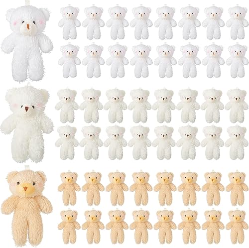 Leyndo 100 piezas de 4.7 pulgadas de mini osos de peluche pequeños a granel, muñeca de oso pequeño suave para llavero de bricolaje, baby shower,
