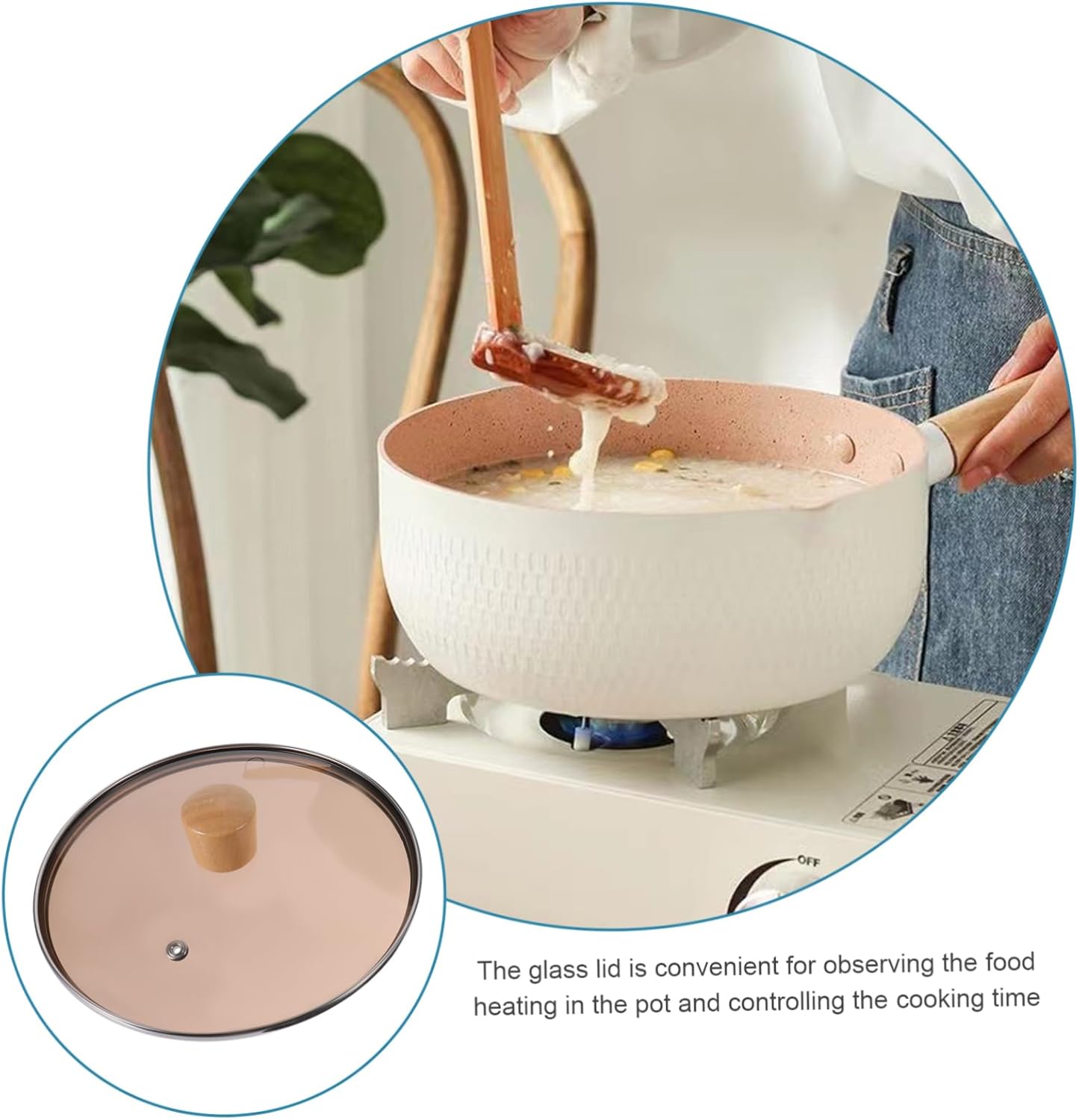 Alipis 1set Nonstick Saucepan with Lid - Cooking Pot for Noodles Ergonomic Handle Versatile Use Induction Gas Electric Cookers