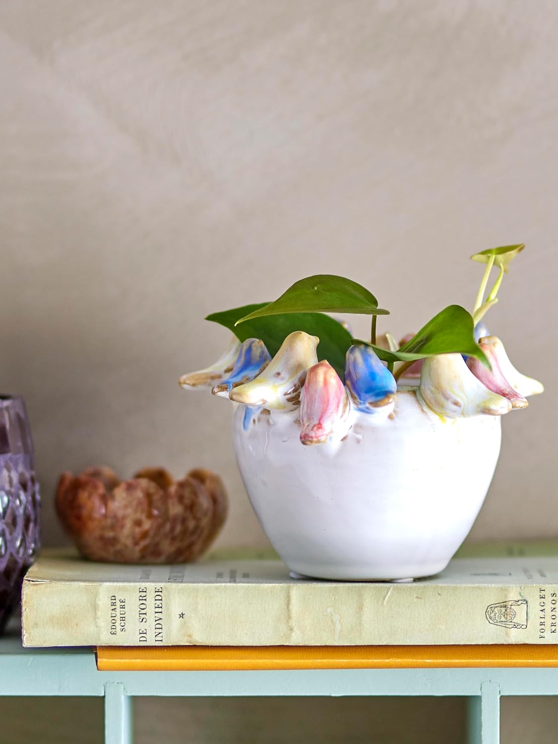 Bloomingville Eanna Flower Pot, Grey, Stoneware, Diameter 12.5 x Height 8 cm