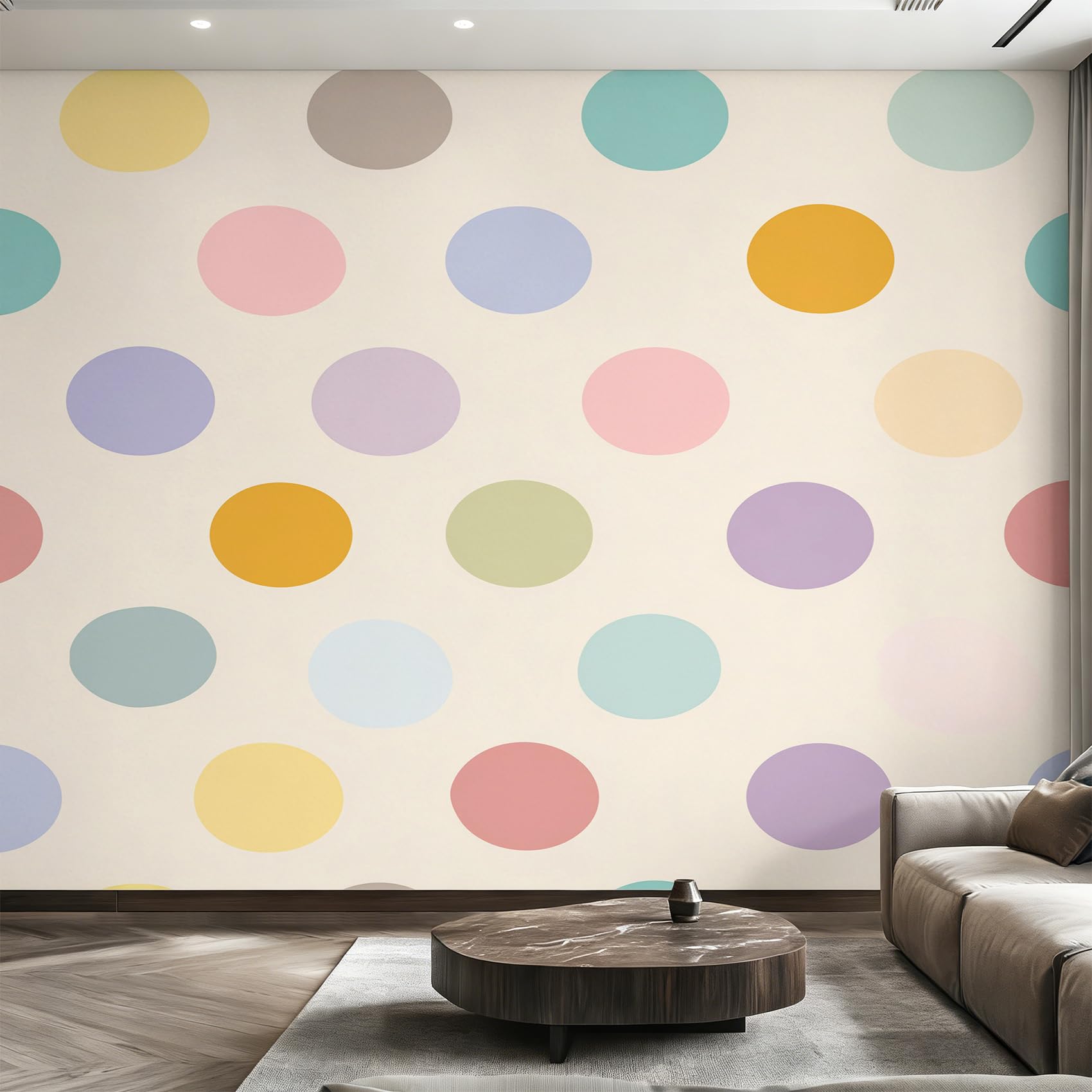 Papier peint panoramique intissé point coloré décoration salon chambre 366x254