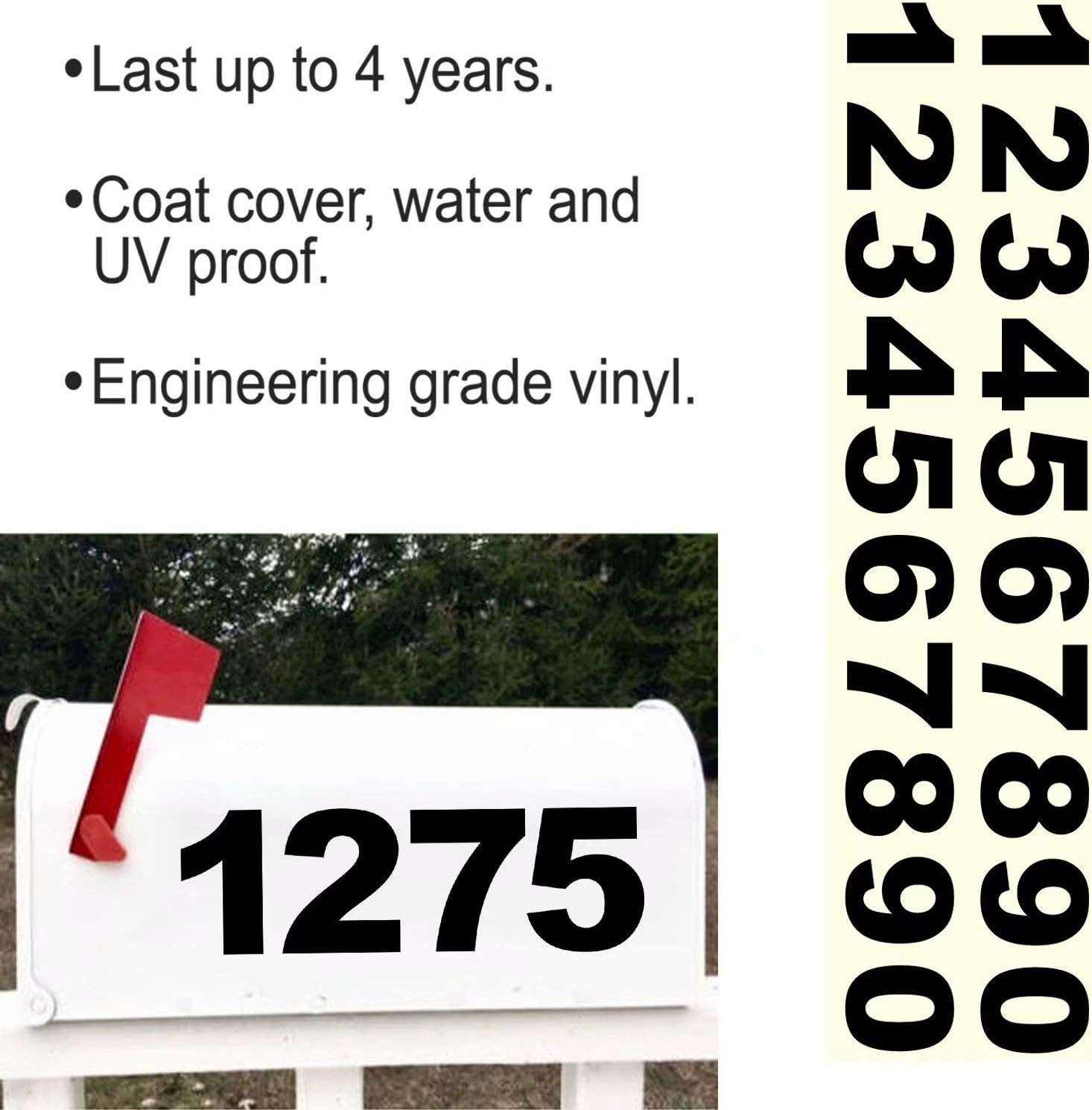 Diggoo 5" Mailbox Numbers Sticker Decal Die Cut Bold Gothic Style Vinyl Number Self Adhesive 2 Sets for Mailbox, Signs, Window, Door, Cars, Trucks, Home, Business, Address Number- Black