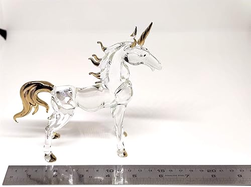 Miniatura 2 de Figuras en miniatura de unicornio soplado a mano, arte de cristal de fantasía, animales de fantasía, regalo coleccionable para decoración del hogar