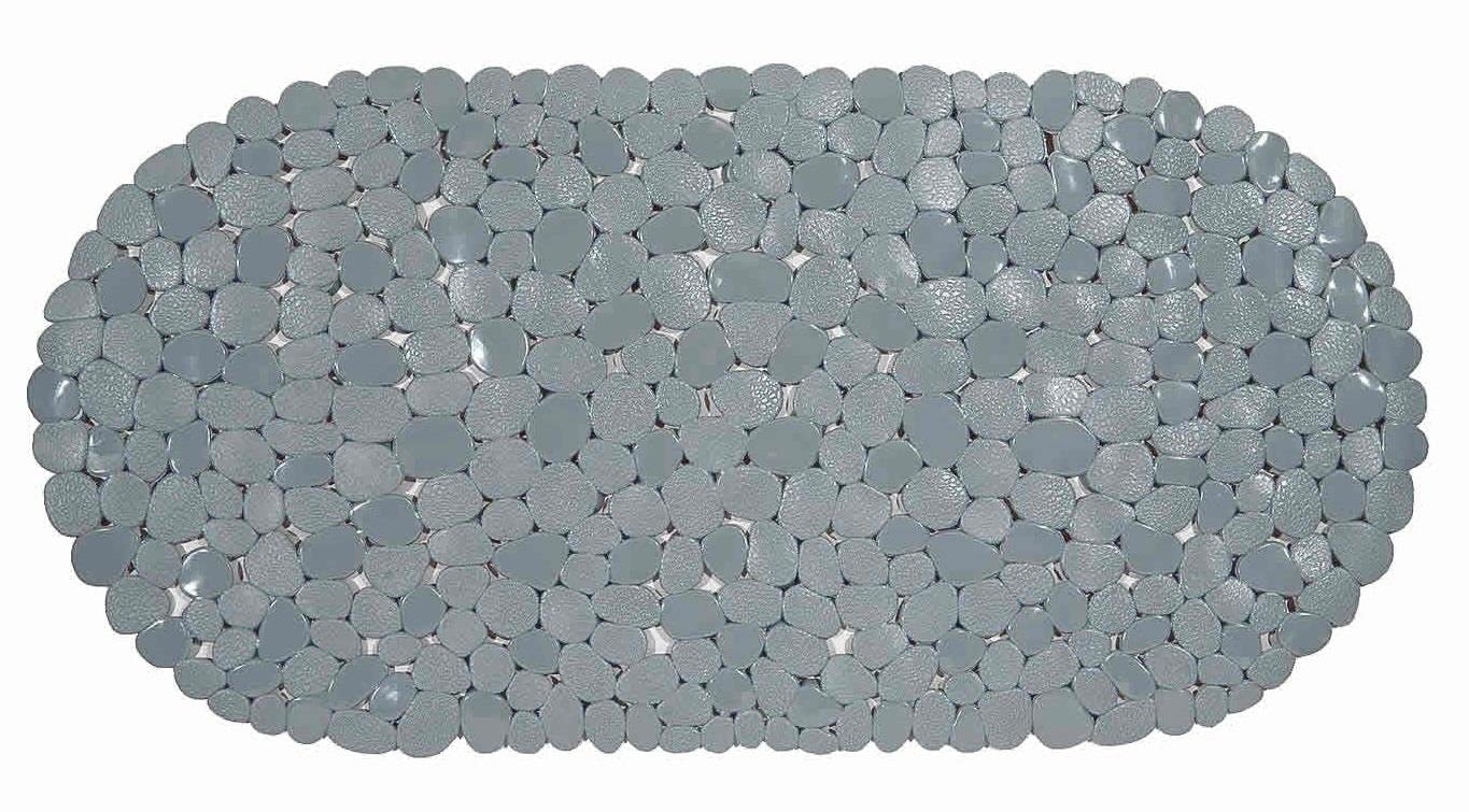 Adore Home Shower Bath Mat Pebbles Design Non Slip With Suction PVC Anti Slip, Slate