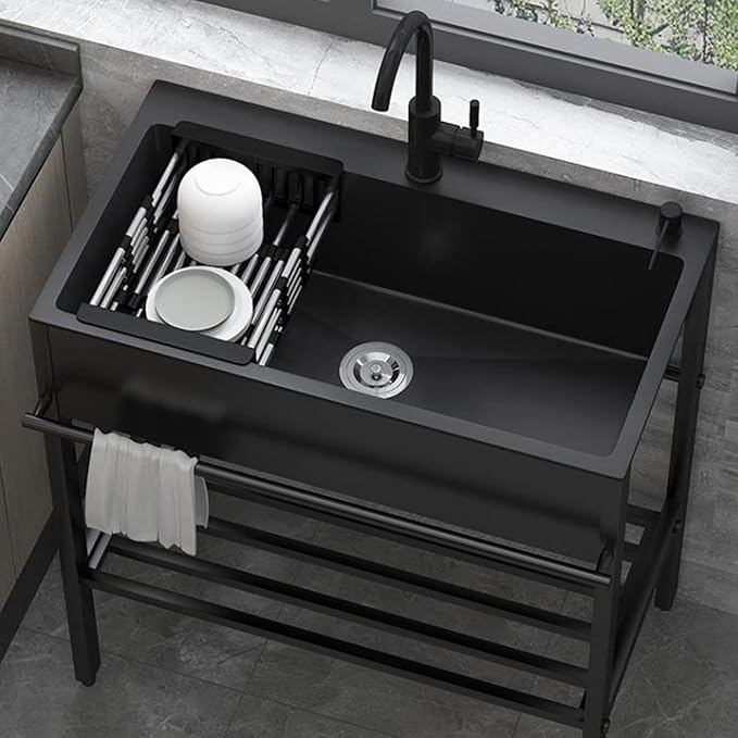 Kitchen Sinks Free Standing Single Bowl Freestanding Utility Sink Black