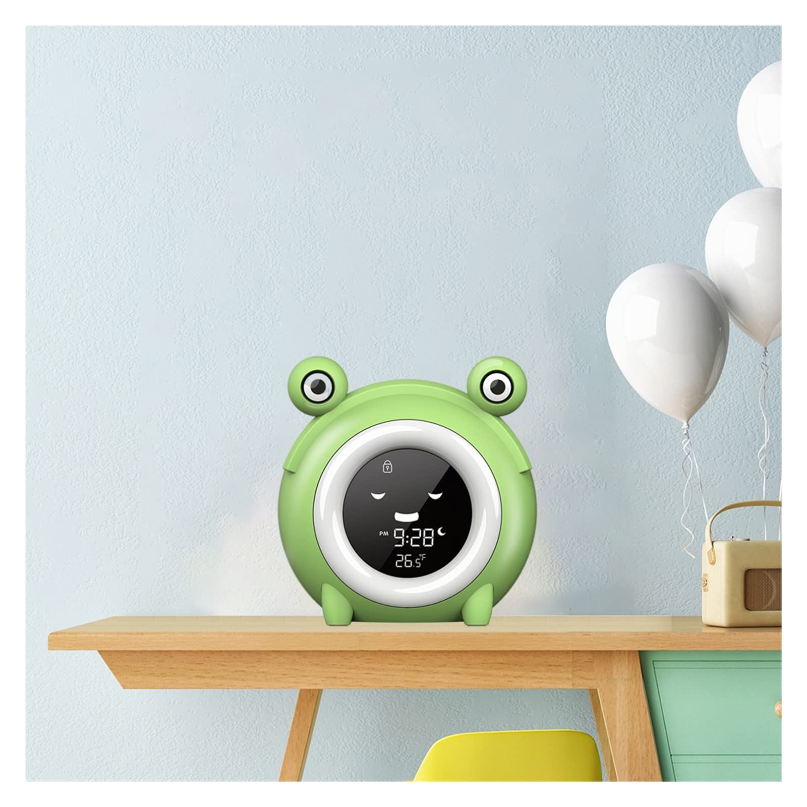 Światło budzenia dla dzieci Digital Frog Kids Budzik Wake Up Light, Night Light Wykrywanie temperatury dzieci śpią Trener snu dla dzieci