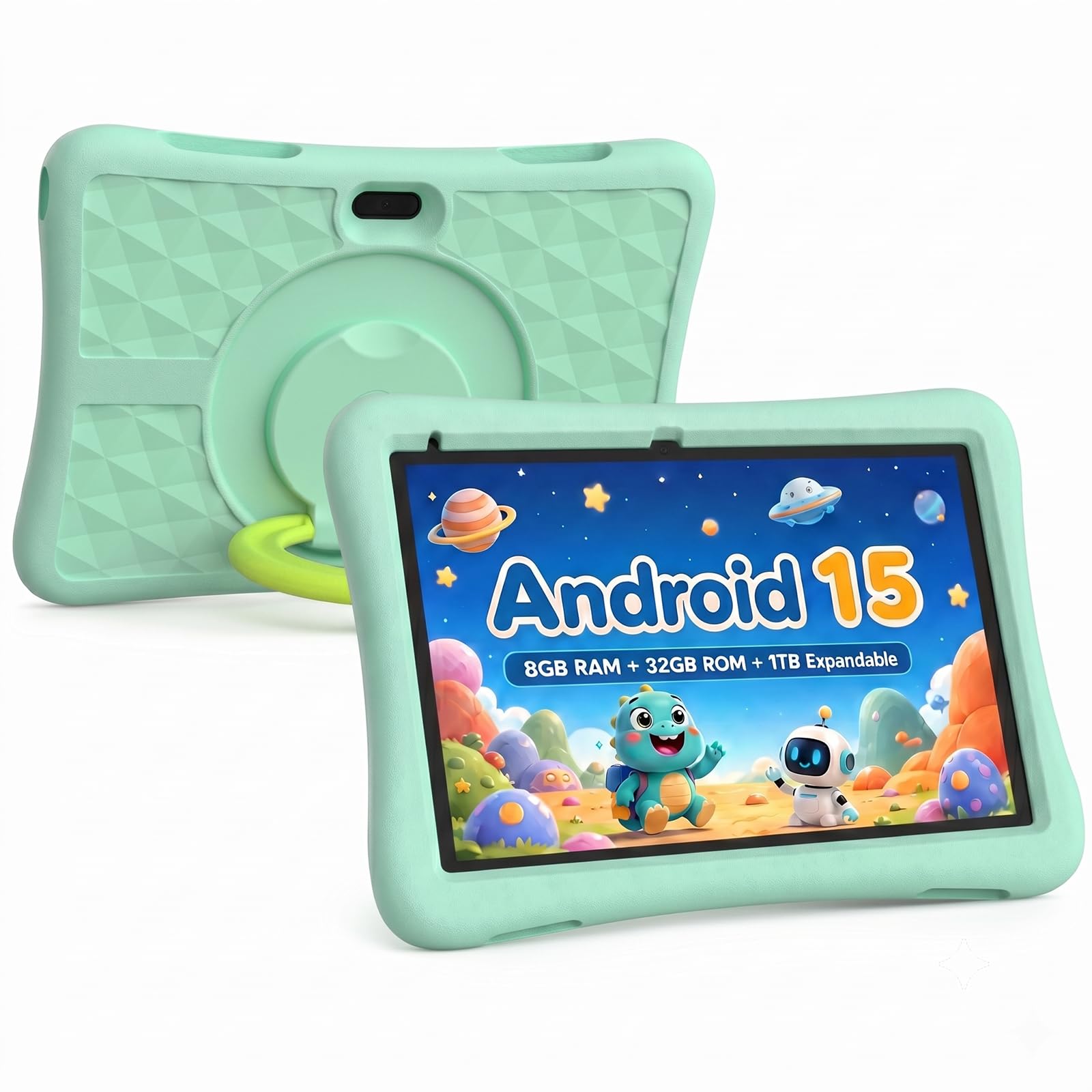 Kids Tablet 10 Inch Android Tablet for Kids Comes with a Shock-Resistant Protective Case, 8GB RAM 32GB ROM Tablets Supports 1TB MicroSD, 6000mAh Battery Dual Cameras 5G Wifi6 Android Tablets with Case