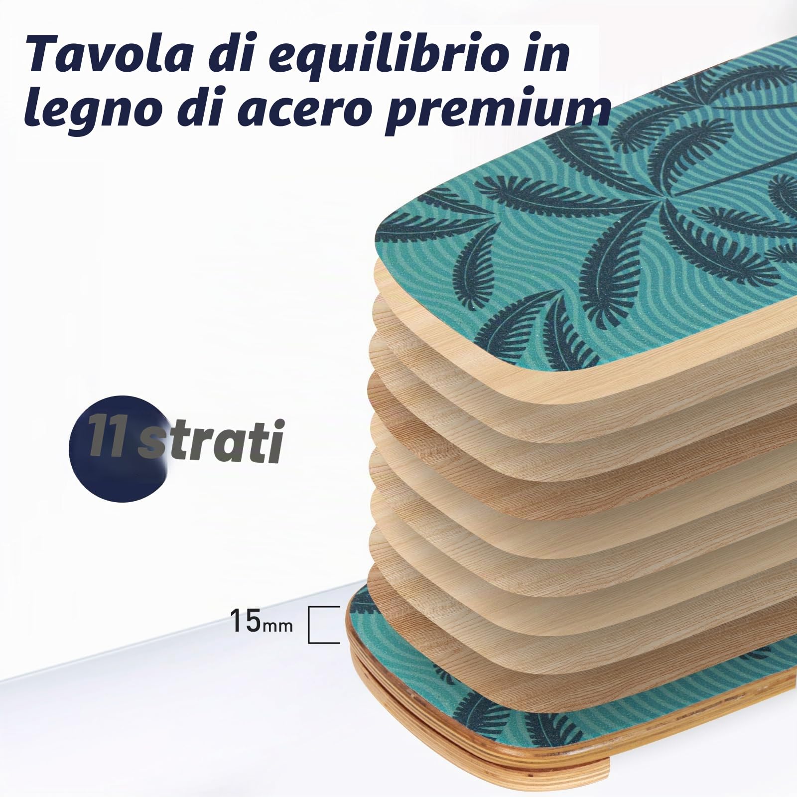 Leogreen Tavola dell’Equilibrio in Legno con Rocker, per Interni | Balance Board in Legno Trickboard ed Allenatore di Equilibrio, Ideale per Fitness, Yoga e Surf