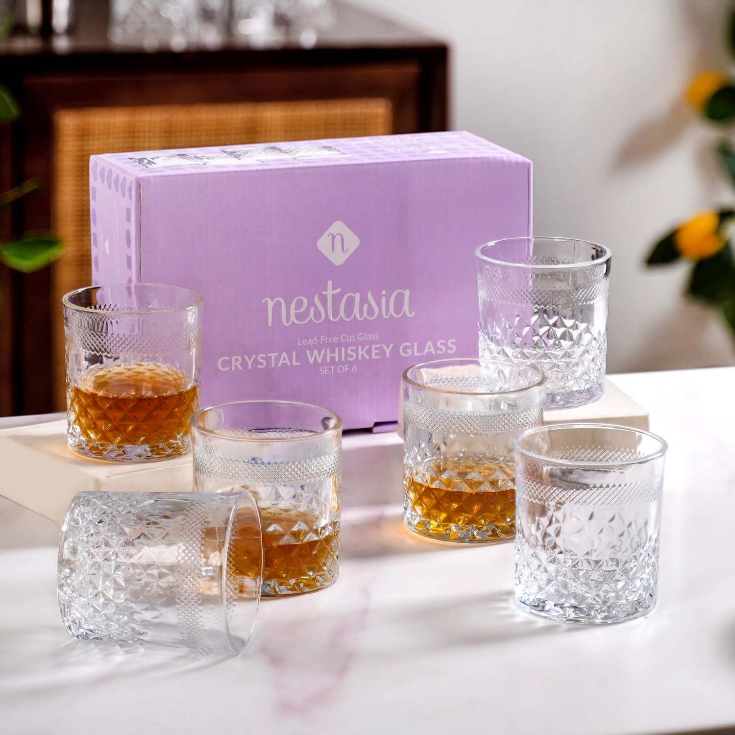 Prism Cut Whiskey Glasses - Set of 6 -12 Prism Cut Whiskey Glasses - Set of 6 -12