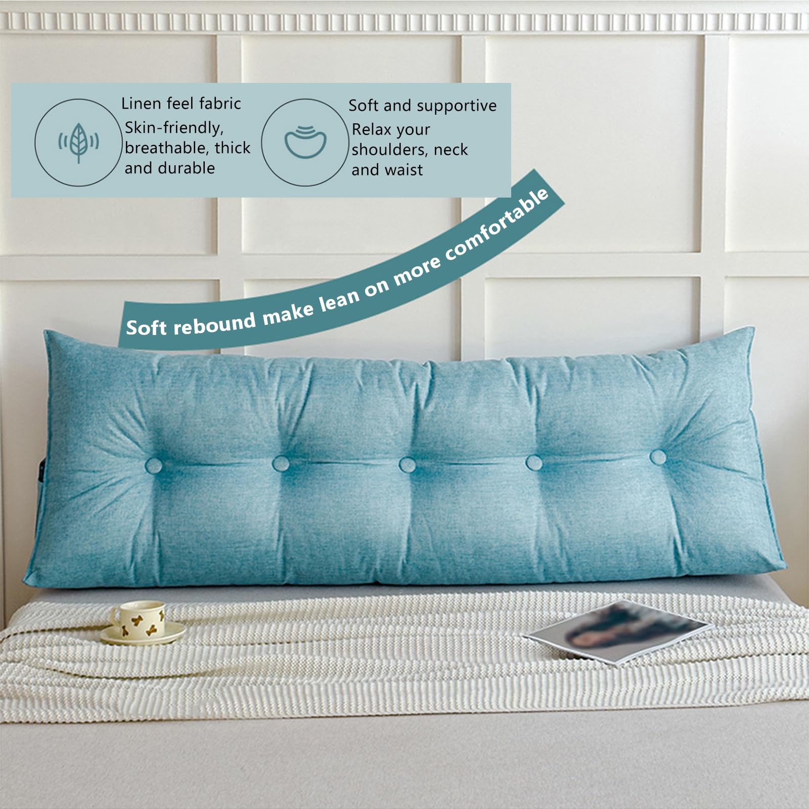F,180x50x15cm, Cuscino Triangolare per La Schiena Morbido Cuscino A Cuneo da Lettura Comodo su Cui Appoggiarsi Cuscini Testata Letto Spalliera Divano per Testiera per Camera da Letto