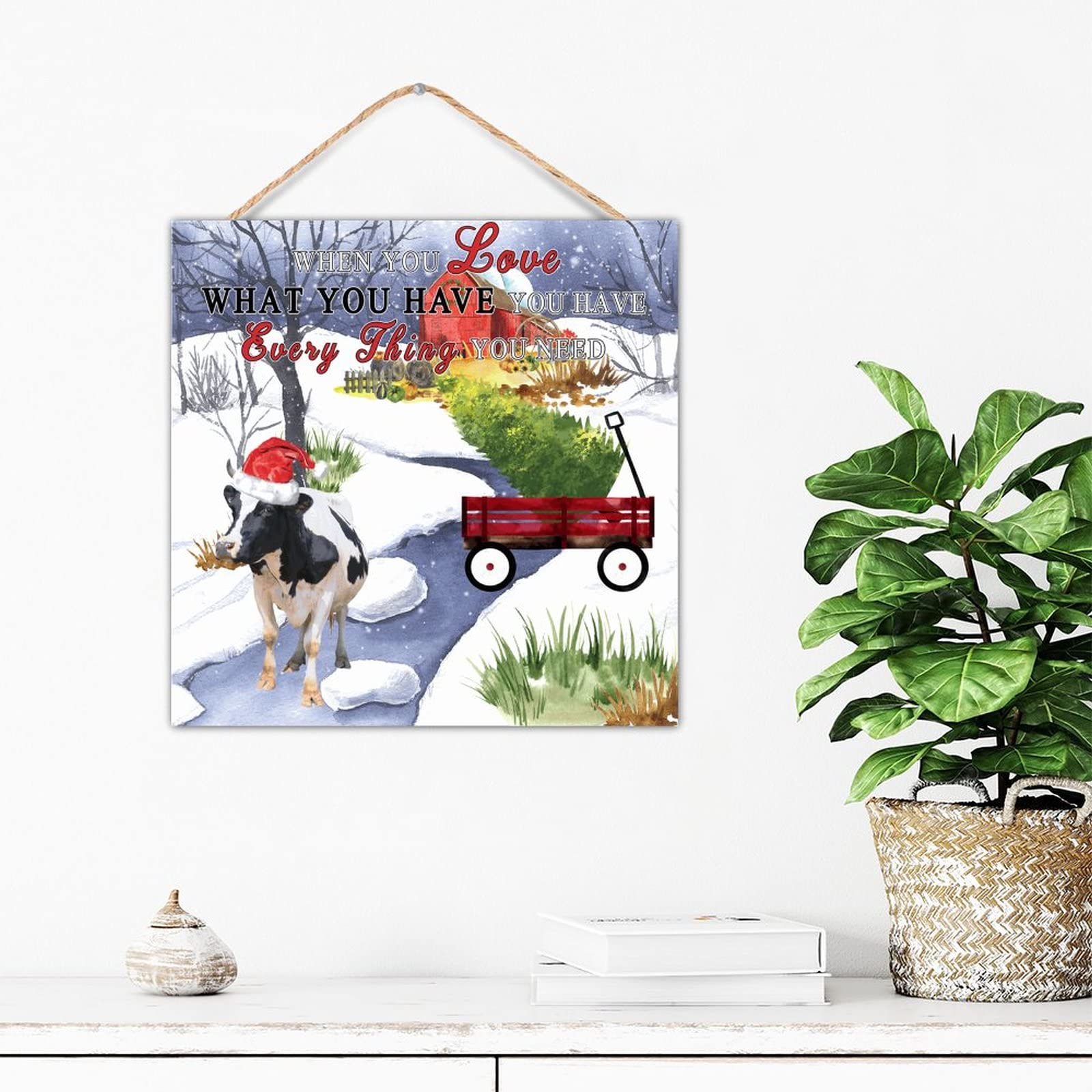 Panneau déco camion rouge pour chalet d'hiver rustique avec animaux de la ferme