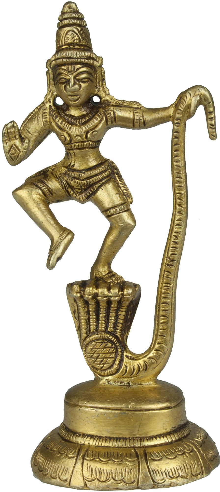 Statue Krishna Kaliya Vijaya en laiton fait main pour art indien chic