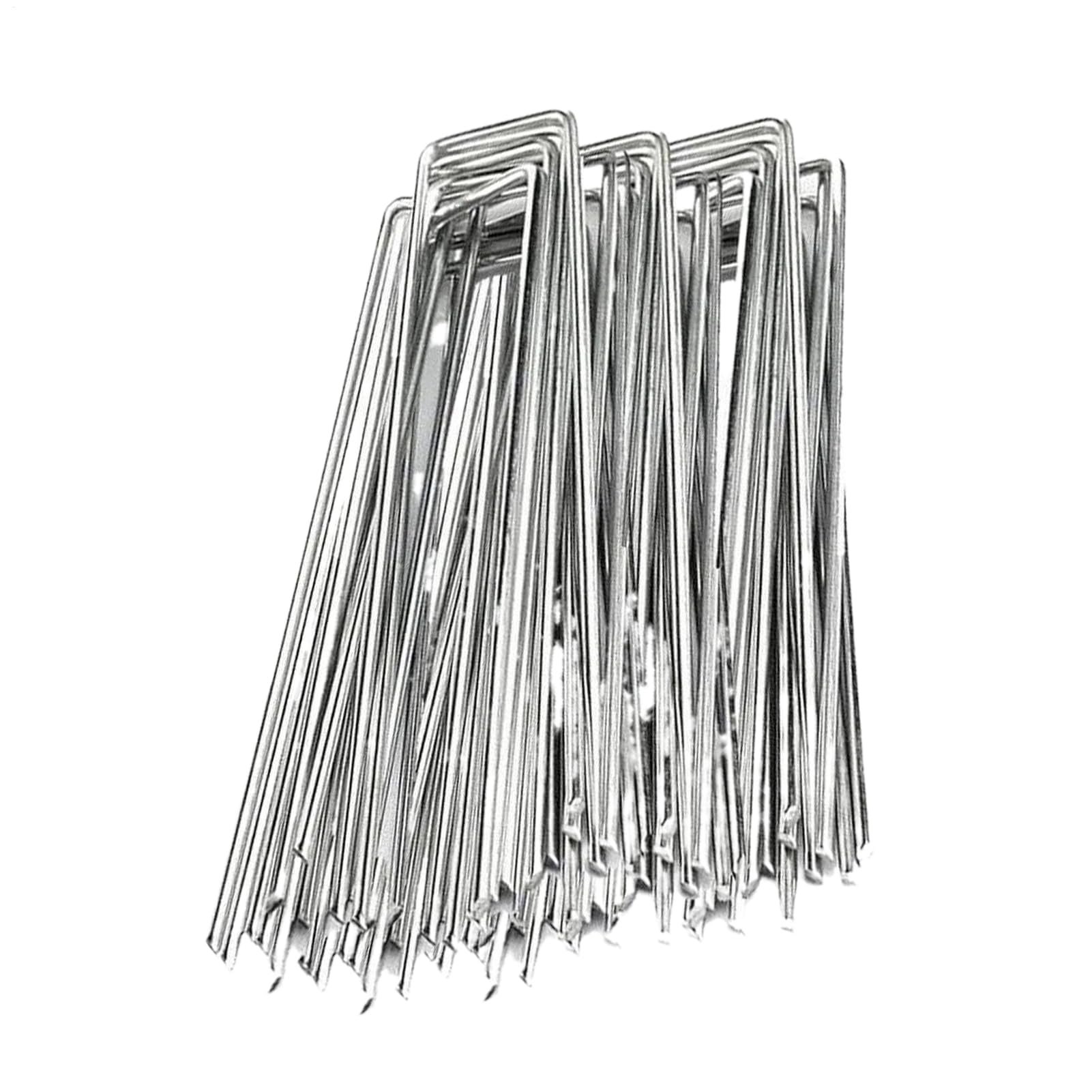 Piquets de jardin en U de 15 cm en acier galvanisé pour fixation de bâche et pelouse x50
