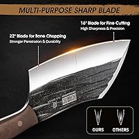 Vista 2 de HOSHANHO - Cuchillo de carnicero de 6 pulgadas forjado a mano, cuchillo para carne y vegetales, cuchillo de carnicero de tajo completo para corte