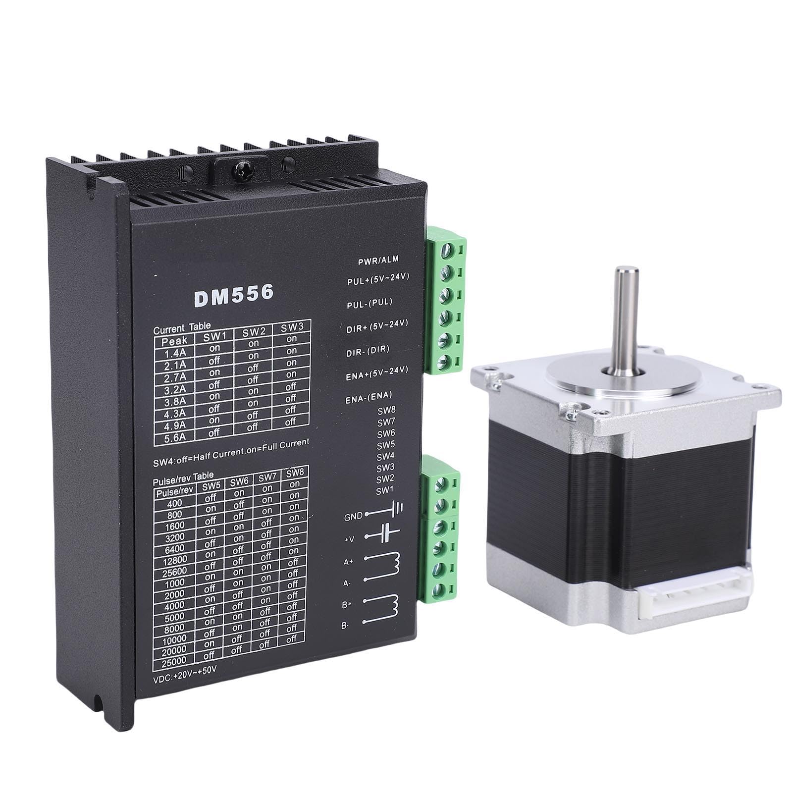 Zestaw Sterownika Silnika Krokowego Dwufazowy Sterownik Krokowy 20-50 V DC z Uproszczonym Sterownikiem Średnica Wału Silnika 6,35 Mm do Maszyn Grawerujących, Drukarek 3D, Maszyn