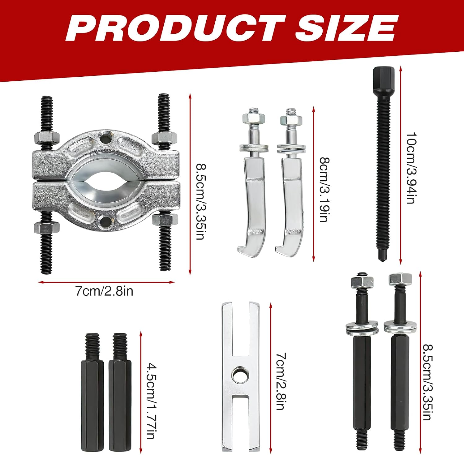 9PCS Heavy Duty Bearing Separator Puller Kit, Portable Wheel Bearing Removal Tool Set with ABS Storage Case