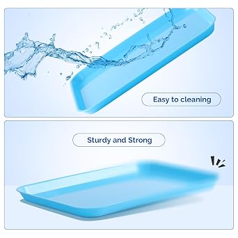 JMU Dental Procedure Trays Autoclavable Set Up Flat Trays Size B 13.25 X 9.75, Plastic Instrument Trays (Blue)