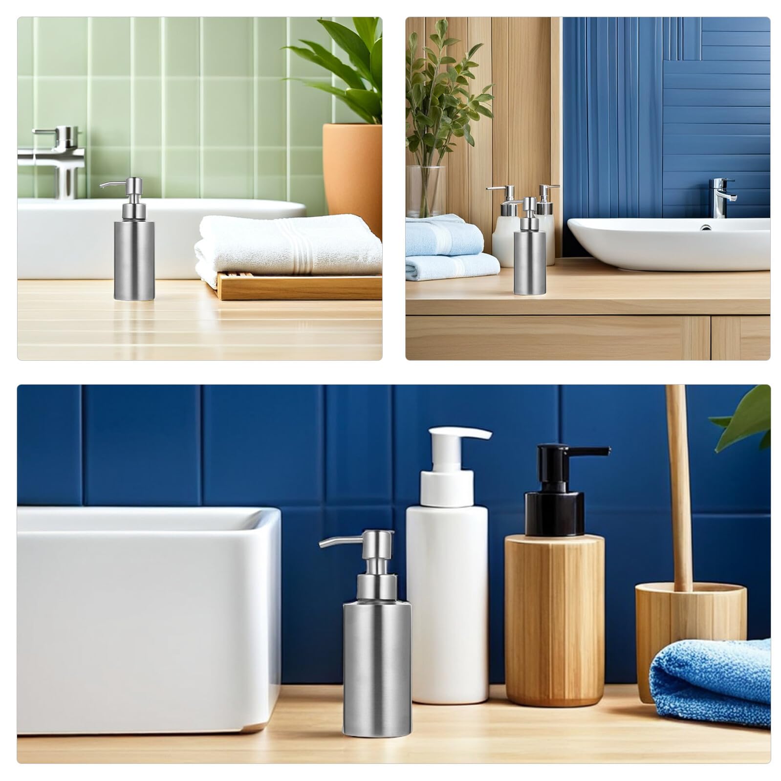 Garneck 2 Piezas Dispensadores de Loción de Acero Inoxidable Botellas Dosificadoras Portátiles para Jabón Líquido y Crema para Cocina y Baño Diseño Preciso y Moderno