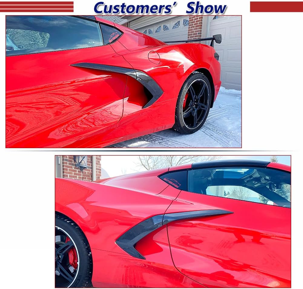 C8 Dry Carbon Fiber Side Fender Vent Door Garnish Compatible with Chevrolet Corvette C8 2 Door 2020-2023 4PCS Exterior Body Side Air Outlet Cover Trim F Factory Outlet