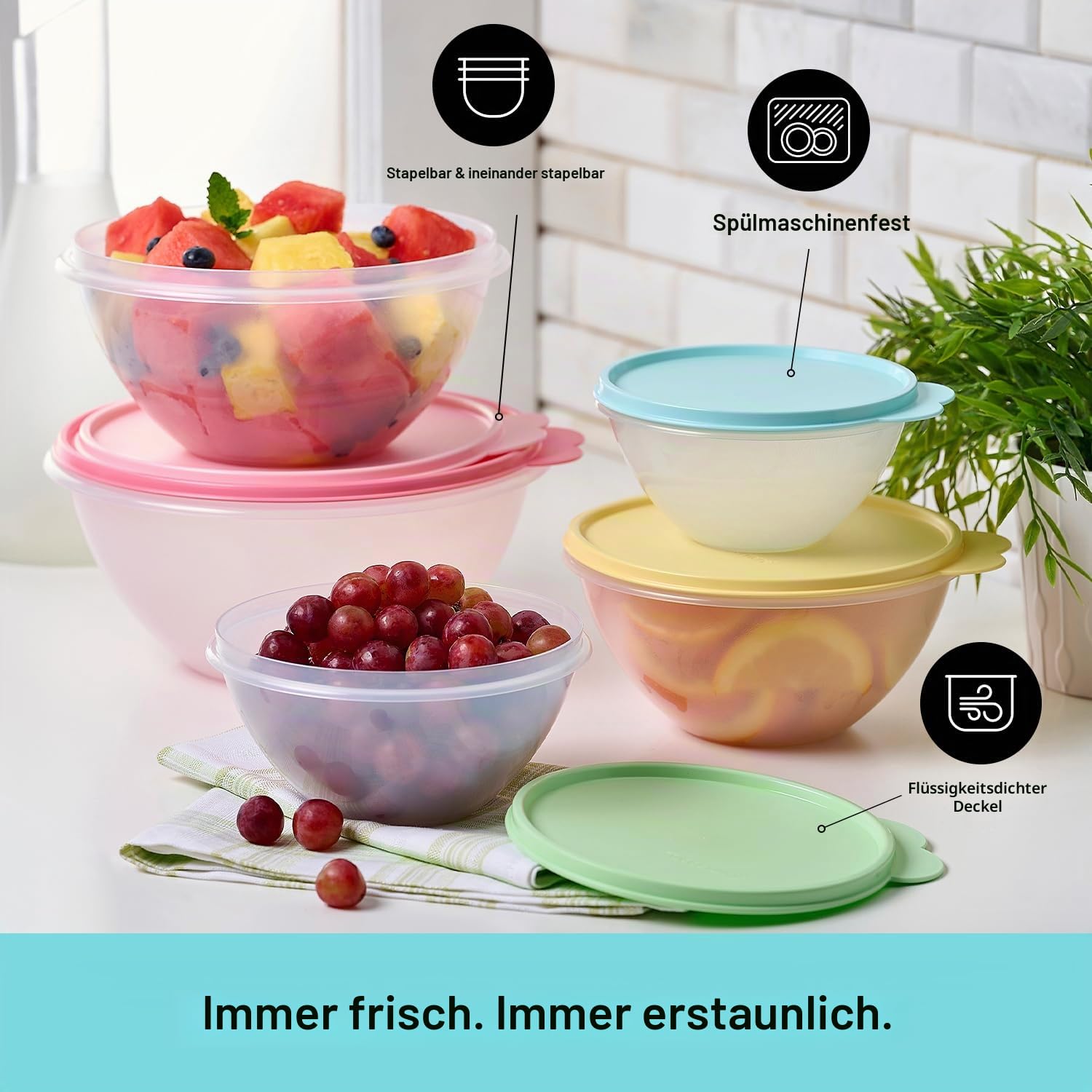 Tupperware Heritage Wonderlier Lebensmittelbehälter-Set, 10 Stück, Vintage-Farben – spülmaschinenfest und BPA-frei – (5 Behälter + 5 Deckel)