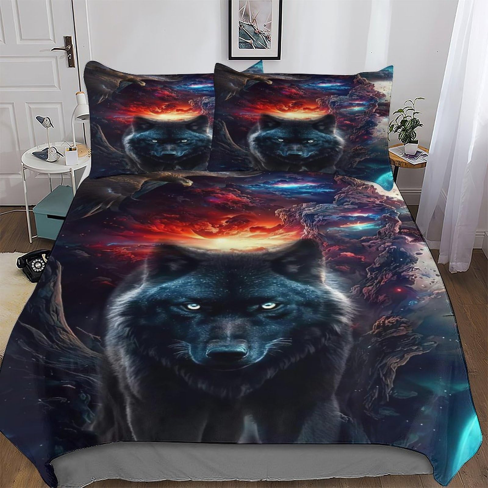 Housse de couette loup pour transformer l'ambiance de votre chambre à coucher en hiver
