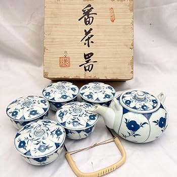 新品未使用 有田焼 急須&5品茶碗セット 新品未使用 有田焼 五山作 急須 夫婦湯呑み 茶碗セット 木箱入